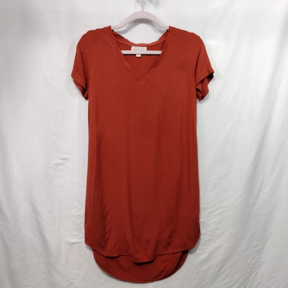 Cloth & Stone T-Shirt Dress Orange Women's S High Low Hem Minimalist Beach - Picture 1 of 10